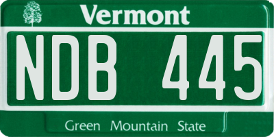 VT license plate NDB445