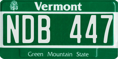 VT license plate NDB447