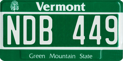 VT license plate NDB449