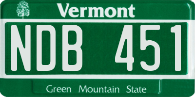 VT license plate NDB451