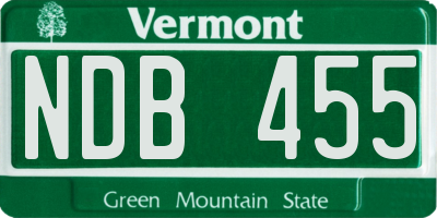 VT license plate NDB455
