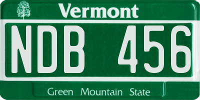 VT license plate NDB456
