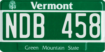 VT license plate NDB458