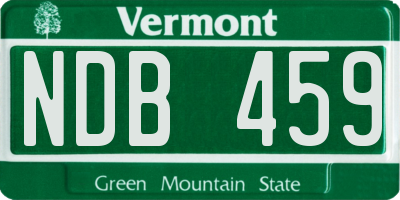 VT license plate NDB459