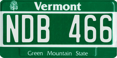 VT license plate NDB466