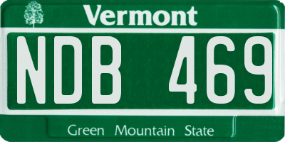 VT license plate NDB469