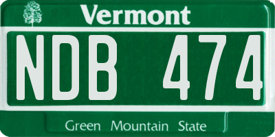 VT license plate NDB474