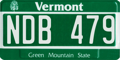 VT license plate NDB479