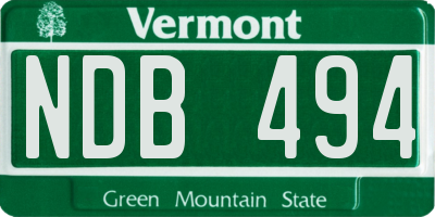 VT license plate NDB494