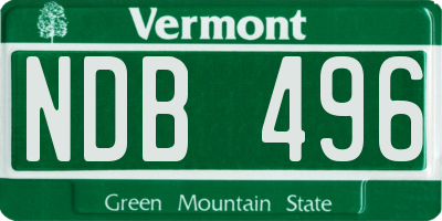 VT license plate NDB496