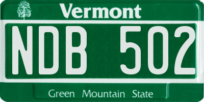 VT license plate NDB502