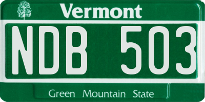 VT license plate NDB503