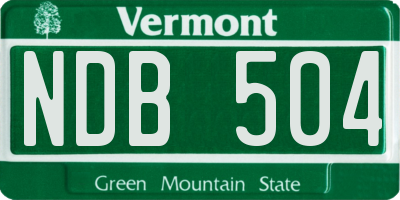 VT license plate NDB504