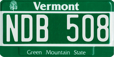 VT license plate NDB508