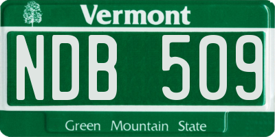 VT license plate NDB509