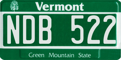 VT license plate NDB522