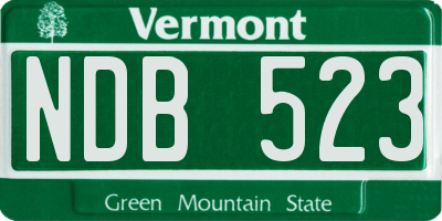 VT license plate NDB523