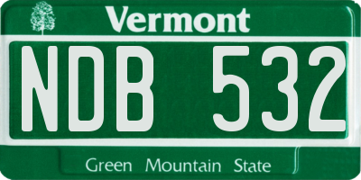 VT license plate NDB532