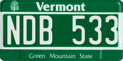 VT license plate NDB533