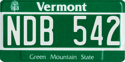 VT license plate NDB542