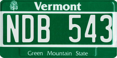 VT license plate NDB543