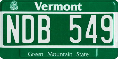VT license plate NDB549