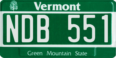 VT license plate NDB551