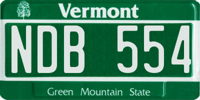 VT license plate NDB554
