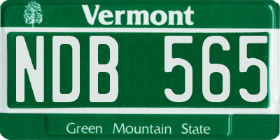 VT license plate NDB565