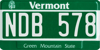 VT license plate NDB578