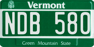 VT license plate NDB580