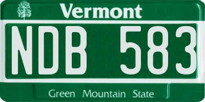 VT license plate NDB583