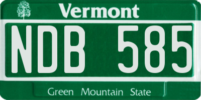 VT license plate NDB585