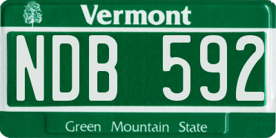VT license plate NDB592