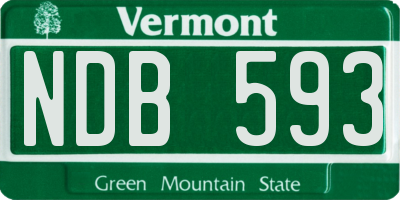 VT license plate NDB593