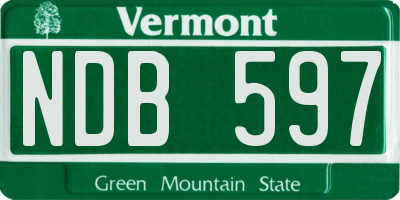 VT license plate NDB597