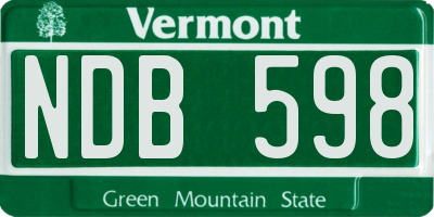 VT license plate NDB598