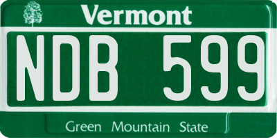 VT license plate NDB599