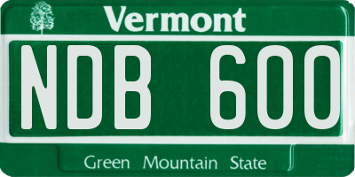 VT license plate NDB600