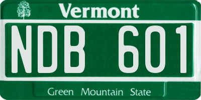 VT license plate NDB601