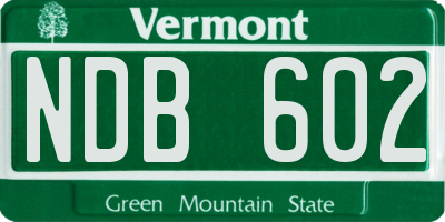 VT license plate NDB602