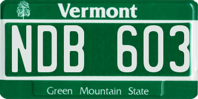 VT license plate NDB603