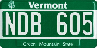 VT license plate NDB605