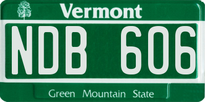 VT license plate NDB606