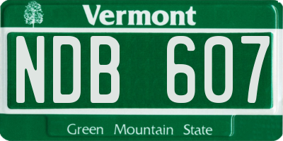 VT license plate NDB607