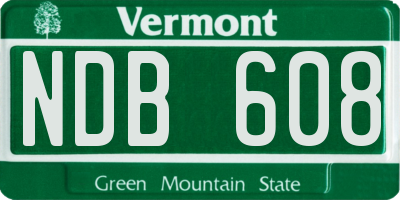 VT license plate NDB608