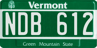 VT license plate NDB612