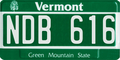 VT license plate NDB616