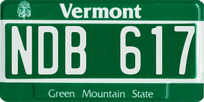 VT license plate NDB617