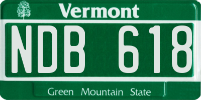 VT license plate NDB618